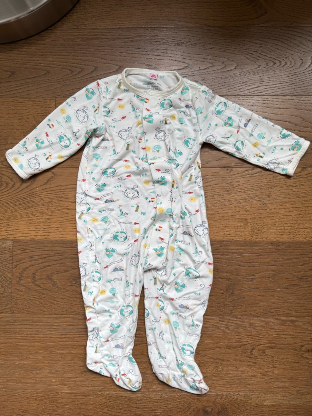 Magnetic Me Modal 3-6 one world Footed One-Piece with Teal & Yellow Travel Print